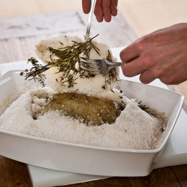 Plie en croute de sel au thym-citron